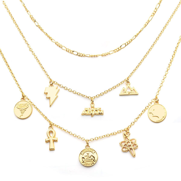 DC Comics Black Adam Gold Plated Tiered Necklace