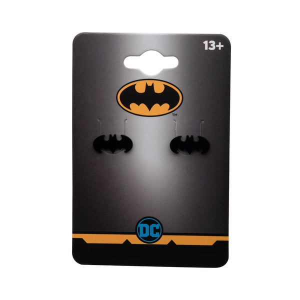 DC Comics Black Cut Out Batman Logo Stud Earrings