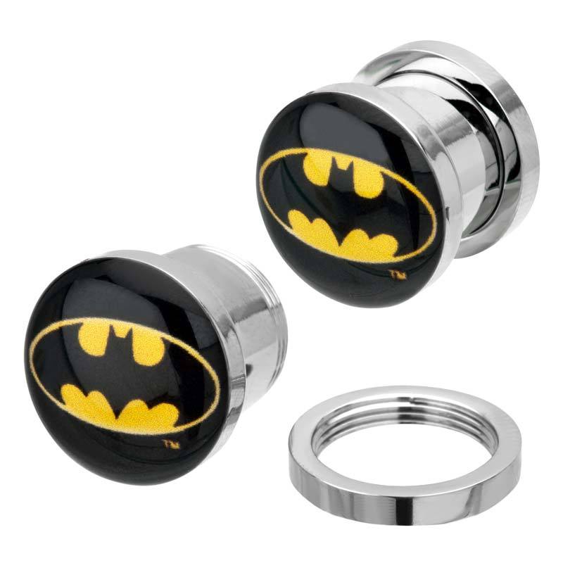 DC Comics Black/Yellow Batman Logo Screw Fit Plug - Jewelry Brands Shop