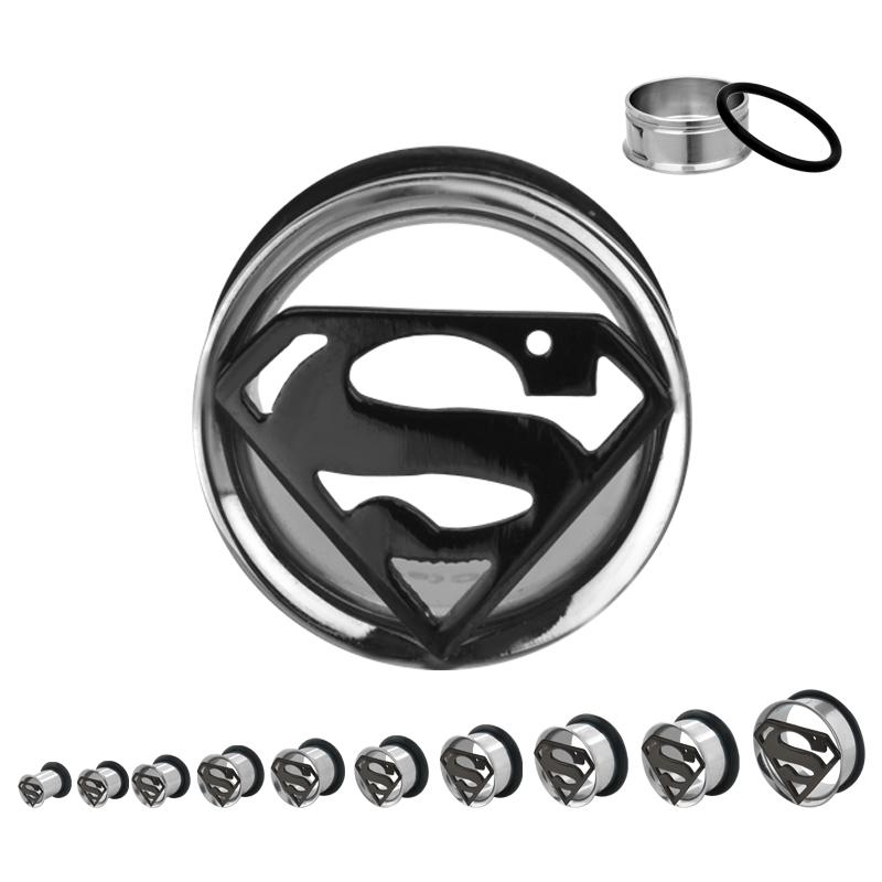 DC Comics Cut Out Superman Logo Single Flared Plug - Jewelry Brands Shop