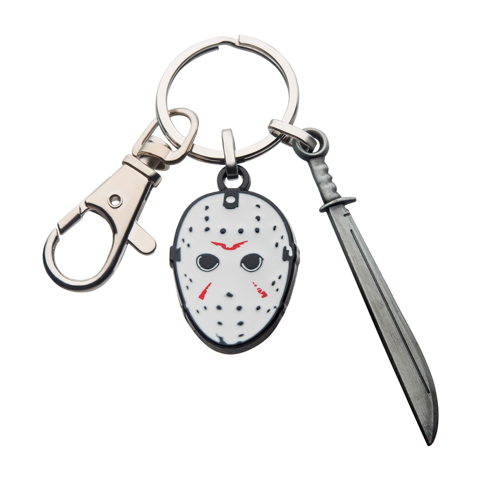 DC Comics Friday The 13th Mask & Machete Sword Heavy Duty Metal Car & Backpack Keychain - Jewelry Brands Shop