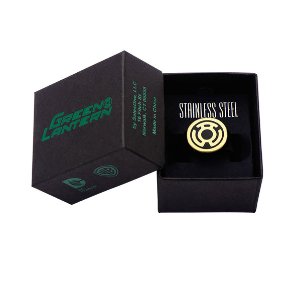 DC Comics Green Lantern Stainless Steel IP Gold Plated Sinestro Corps Ring