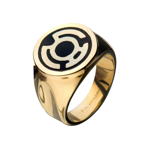 DC Comics Green Lantern Stainless Steel IP Gold Plated Sinestro Corps Ring