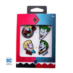 DC Comics Joker and Harley Quinn Face Lapel Pin Set (4pcs) - Jewelry Brands Shop