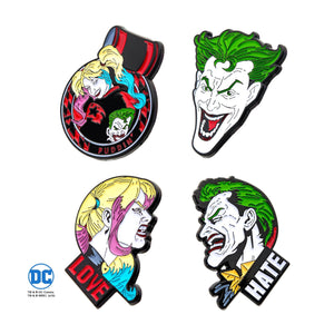 DC Comics Joker and Harley Quinn Face Lapel Pin Set (4pcs) - Jewelry Brands Shop