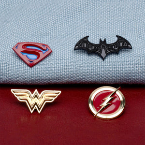 DC Comics Justice League Superman/Batman/Wonder Woman/The Flash Enamel Lapel Pin Set (4pcs) - Jewelry Brands Shop