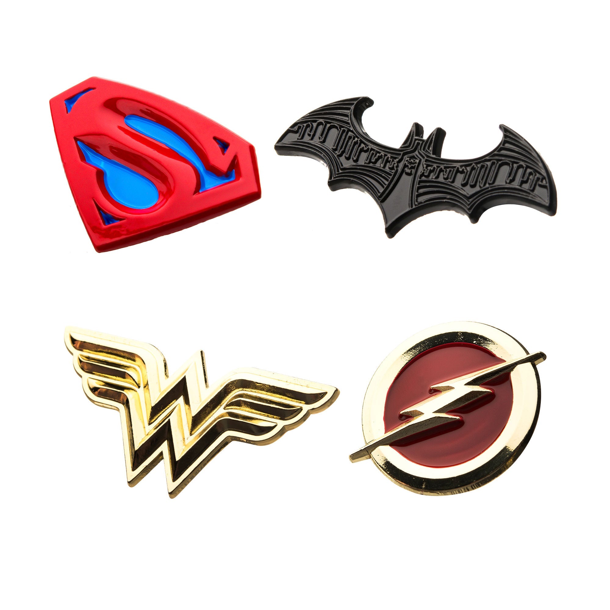 DC Comics Justice League Superman/Batman/Wonder Woman/The Flash Enamel Lapel Pin Set (4pcs) - Jewelry Brands Shop