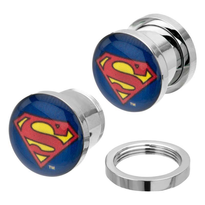 DC Comics Multi Color Superman Logo Screw Fit Plug - Jewelry Brands Shop