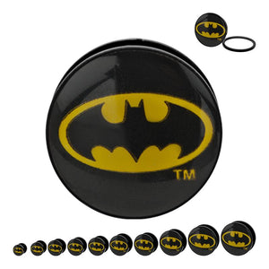 DC Comics Oval Batman Logo Acrylic Screw Fit Plug - Jewelry Brands Shop