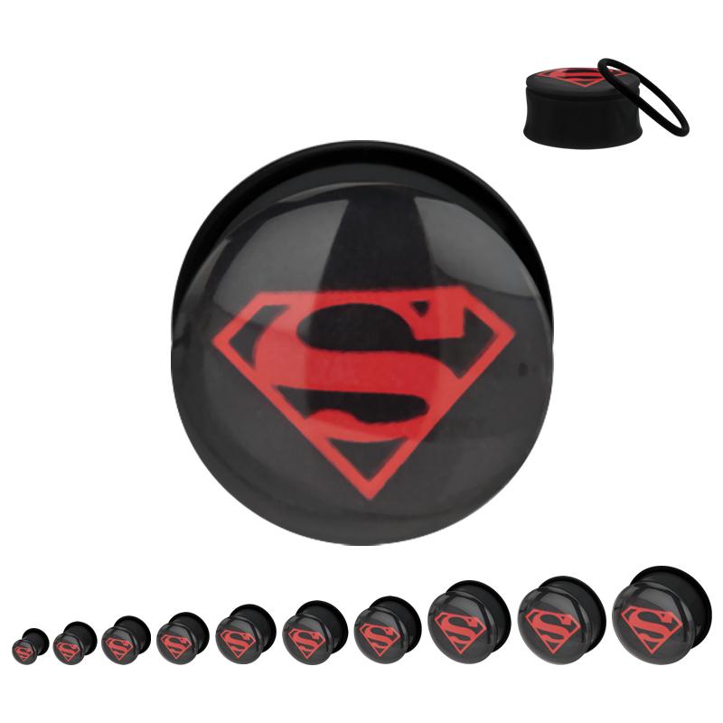 DC Comics Red Superman Logo Acrylic Screw Fit Plug - Jewelry Brands Shop