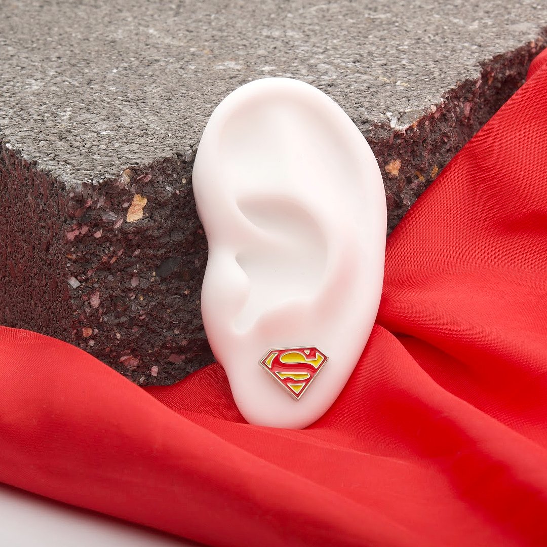 DC Comics Red/Yellow Epoxy Superman Logo Stud Earrings - Jewelry Brands Shop