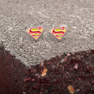 DC Comics Red/Yellow Epoxy Superman Logo Stud Earrings - Jewelry Brands Shop