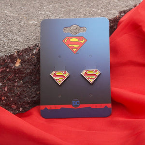 DC Comics Red/Yellow Epoxy Superman Logo Stud Earrings - Jewelry Brands Shop