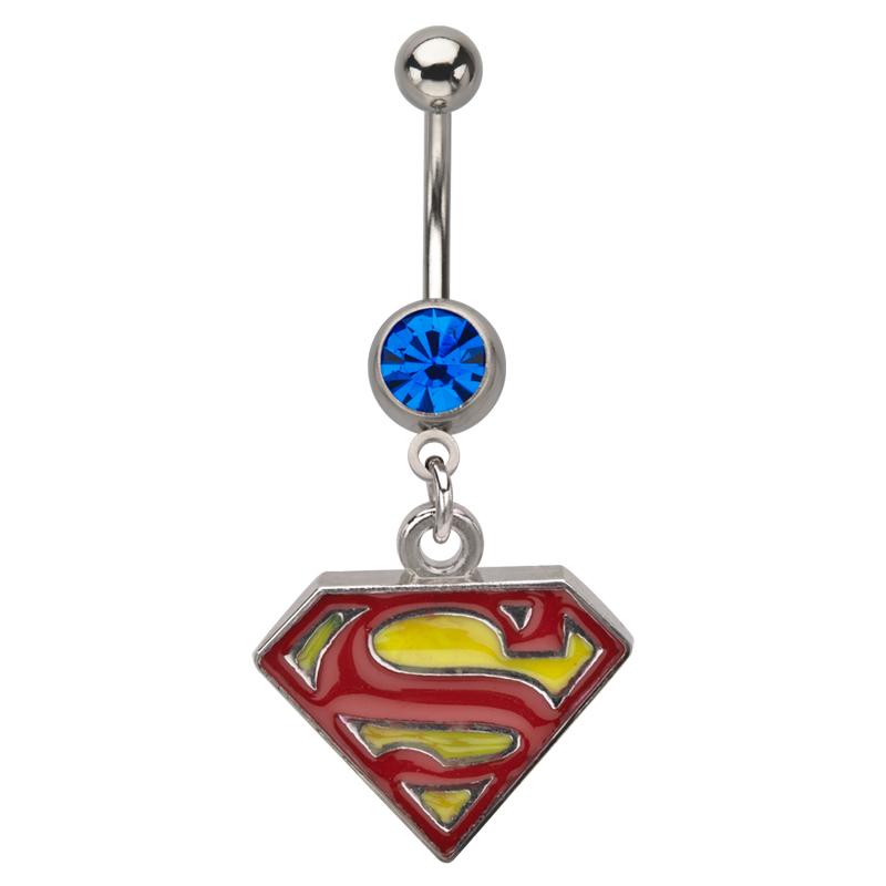 DC Comics Red/Yellow Superman Logo with Gem Dangle Navel - Jewelry Brands Shop