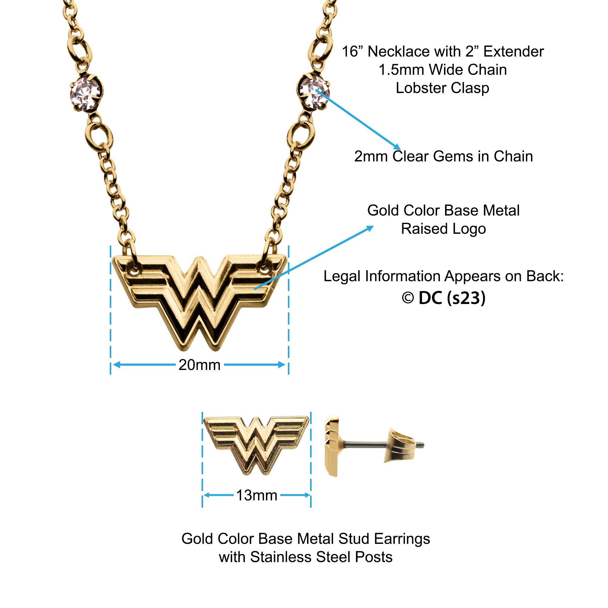 DC Comics Wonder Woman 1984 Necklace and Earrings Set - Jewelry Brands Shop