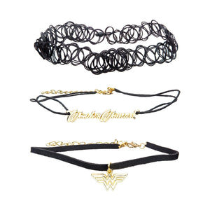 DC Comics Wonder Woman Logo Elastic Tattoo and Cord Choker Set - Jewelry Brands Shop