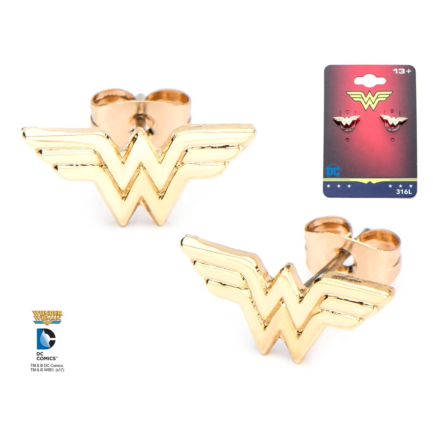 DC Comics Wonder Woman Logo Stud Earrings - Jewelry Brands Shop