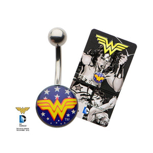 DC Comics Wonder Woman Logo with Stars Fixed Navel - Jewelry Brands Shop