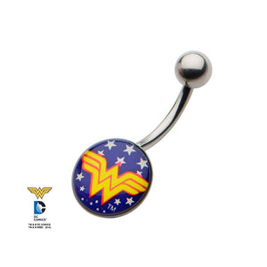 DC Comics Wonder Woman Logo with Stars Fixed Navel - Jewelry Brands Shop