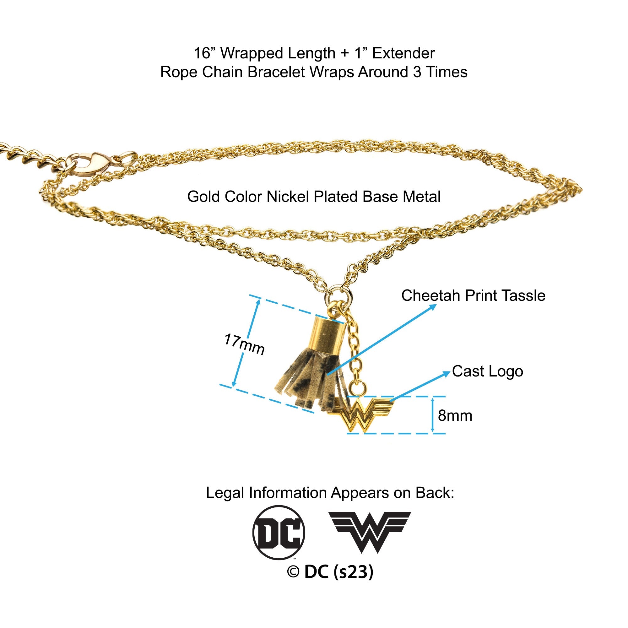 DC Comics Wonder Woman Logo Wrap Lasso Bracelet - Jewelry Brands Shop