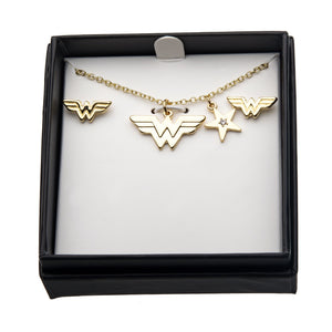 DC Comics Wonder Woman Stud Earrings & Pendant Necklace Set - Jewelry Brands Shop