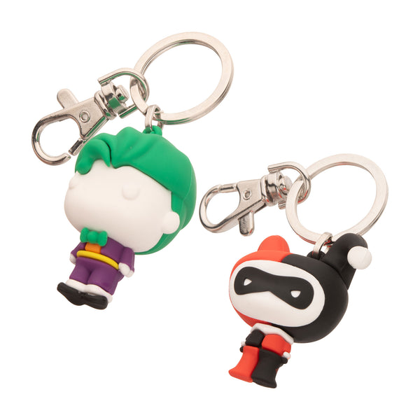 DC Comics Joker and Harley Quinn Chibi Best of Friends 3D Keychain Set