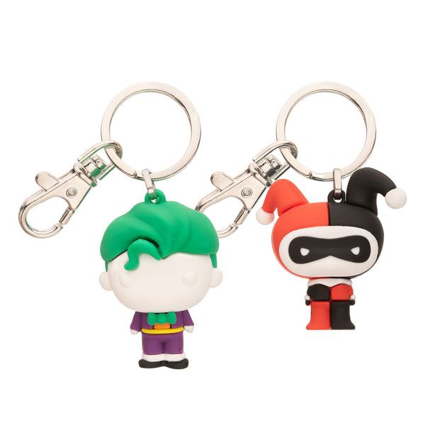 DC Comics Joker and Harley Quinn Chibi Best of Friends 3D Keychain Set