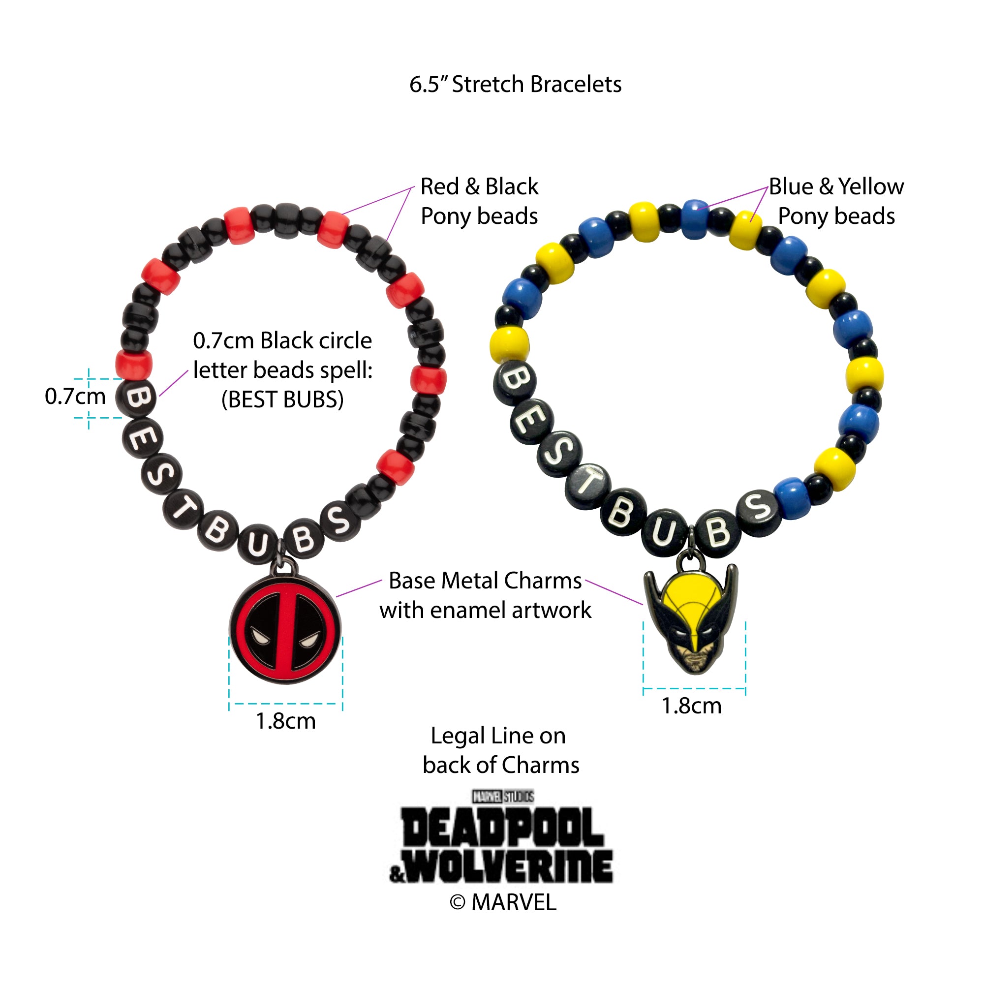 Marvel Deadpool & Wolverine Best Friends Bracelet Set