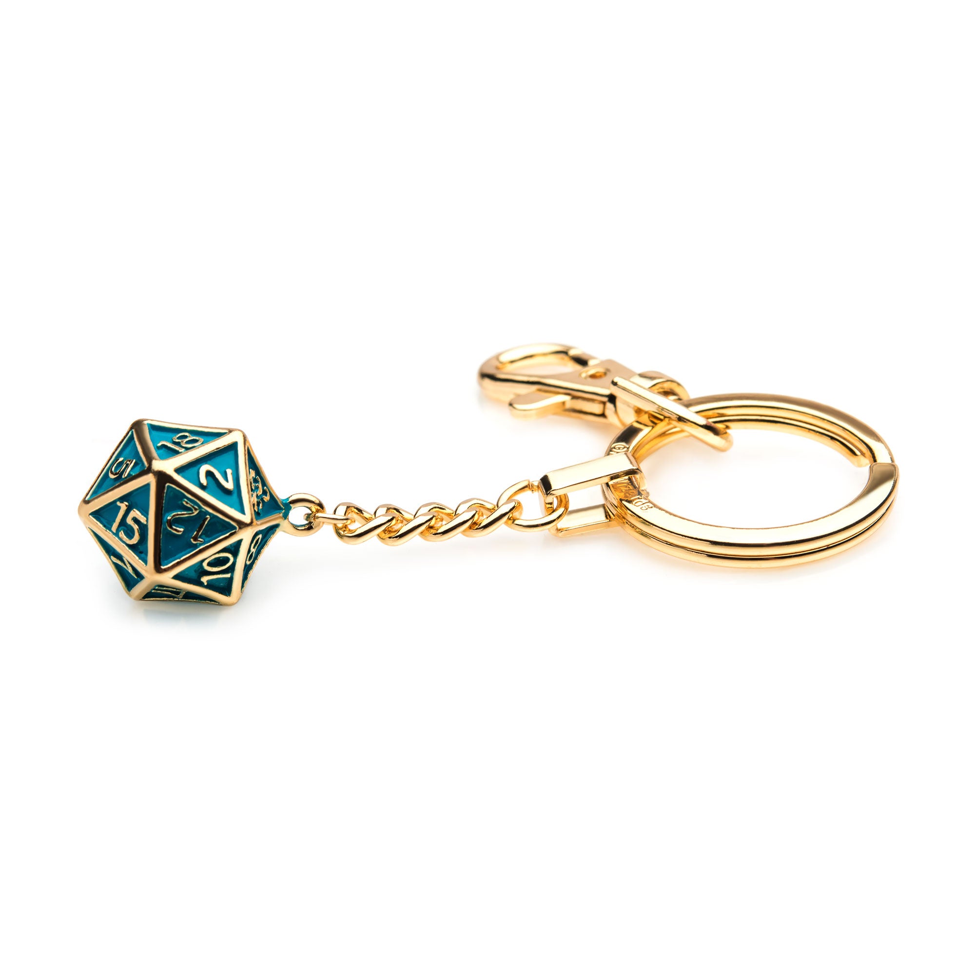 Dungeons & Dragons Gold Plated Green Dice Keychain
