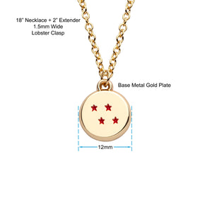 Dragon Ball Z Gold Plated 4 Star Pendant Necklace - Jewelry Brands Shop