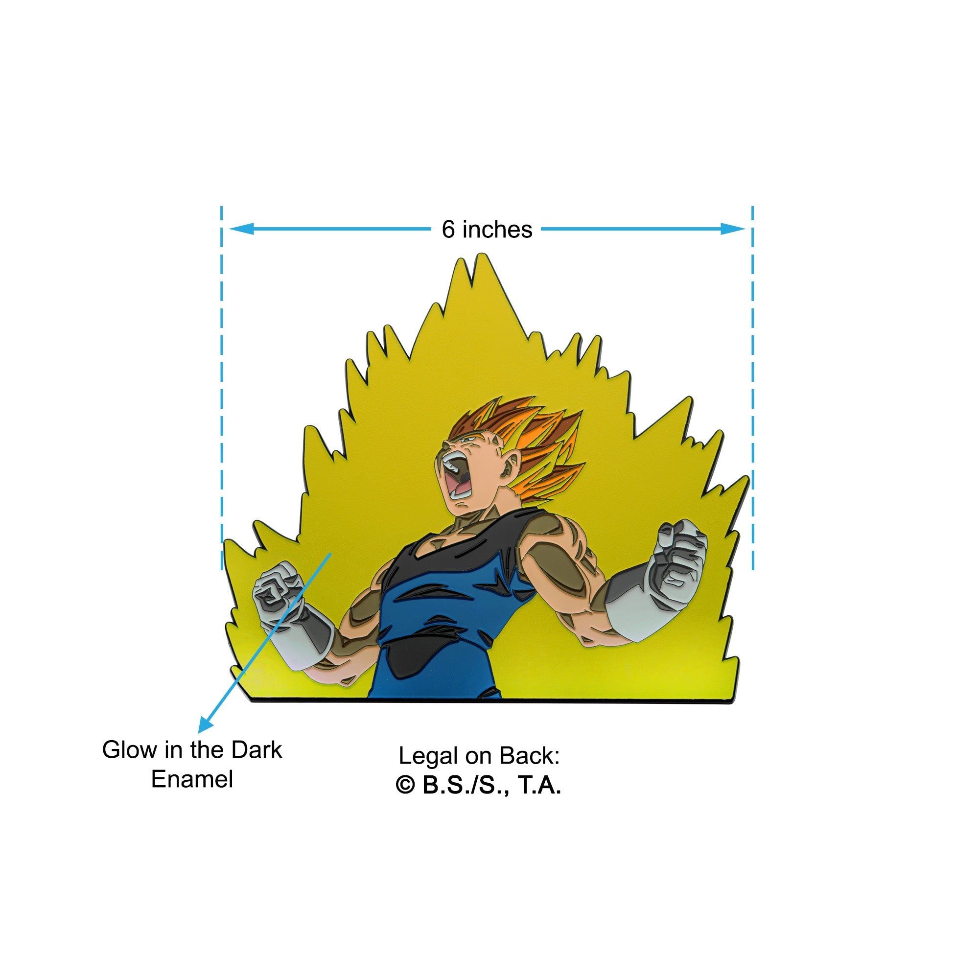 Dragon Ball Z Vegeta 6" Magnetic Glow in the Dark Lapel Pin - Jewelry Brands Shop