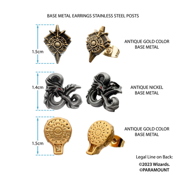 Dungeons and Dragons: 3D Stud Earrings Set (3 pairs)