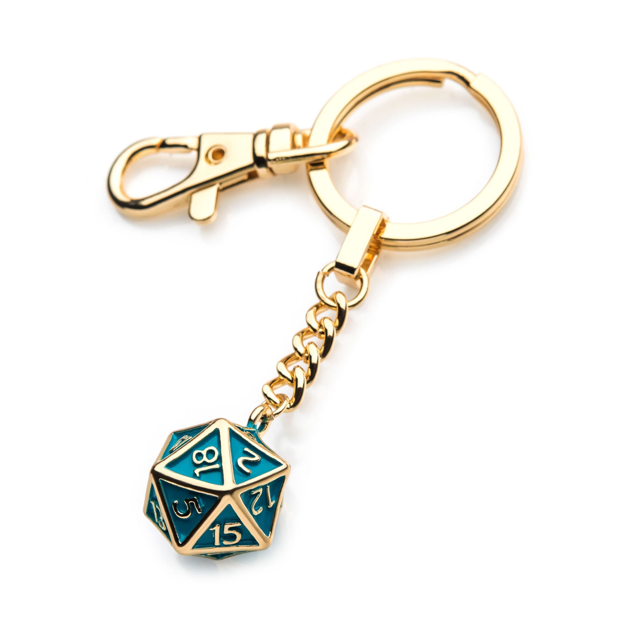 Dungeons & Dragons Gold Plated Turquoise Dice Keychain - Jewelry Brands Shop