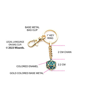 Dungeons & Dragons Gold Plated Turquoise Dice Keychain - Jewelry Brands Shop