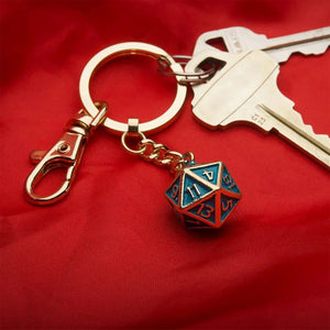 Dungeons & Dragons Gold Plated Turquoise Dice Keychain - Jewelry Brands Shop