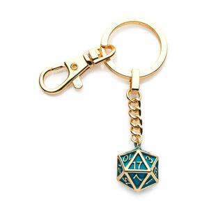 Dungeons & Dragons Gold Plated Turquoise Dice Keychain - Jewelry Brands Shop