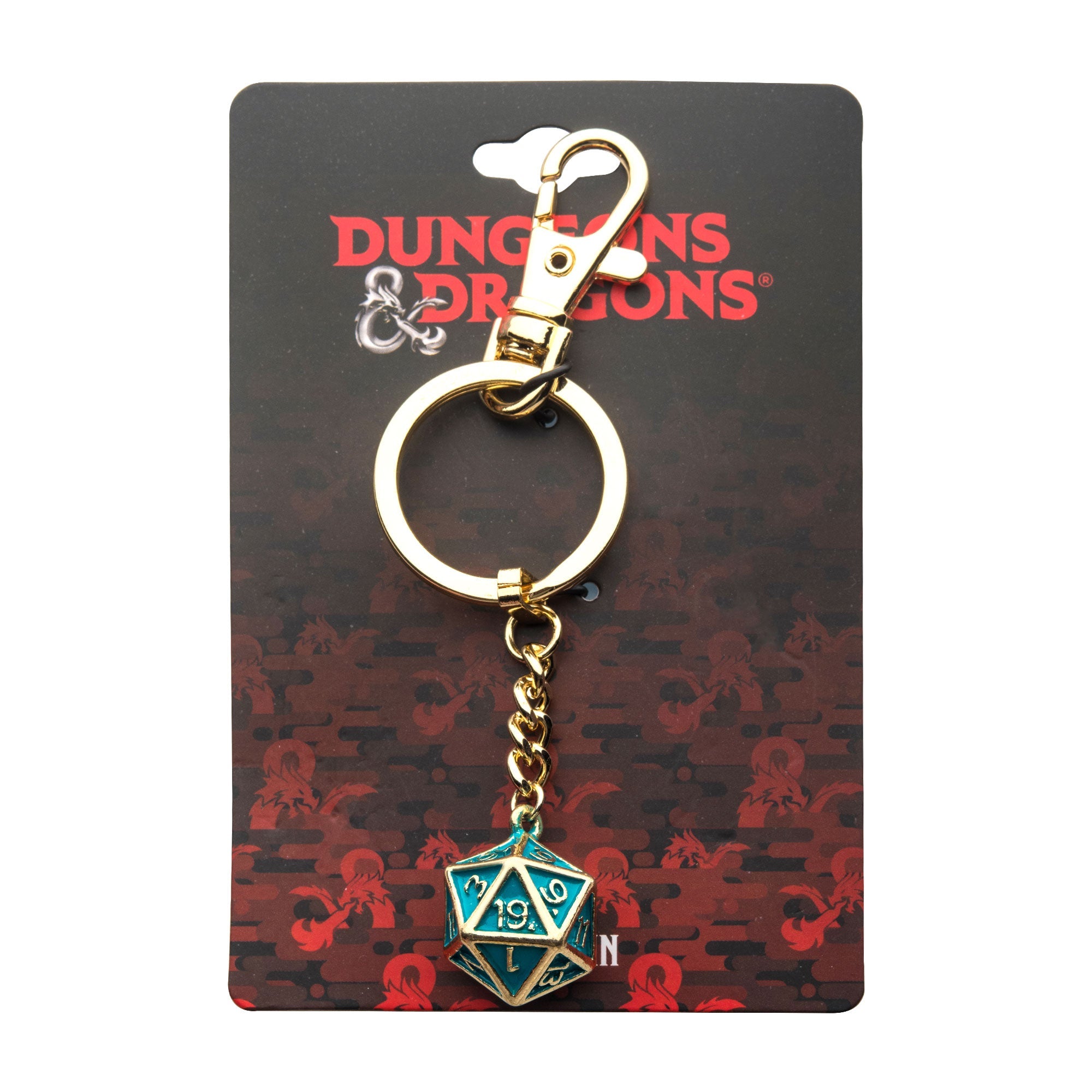 Dungeons & Dragons Gold Plated Turquoise Dice Keychain - Jewelry Brands Shop