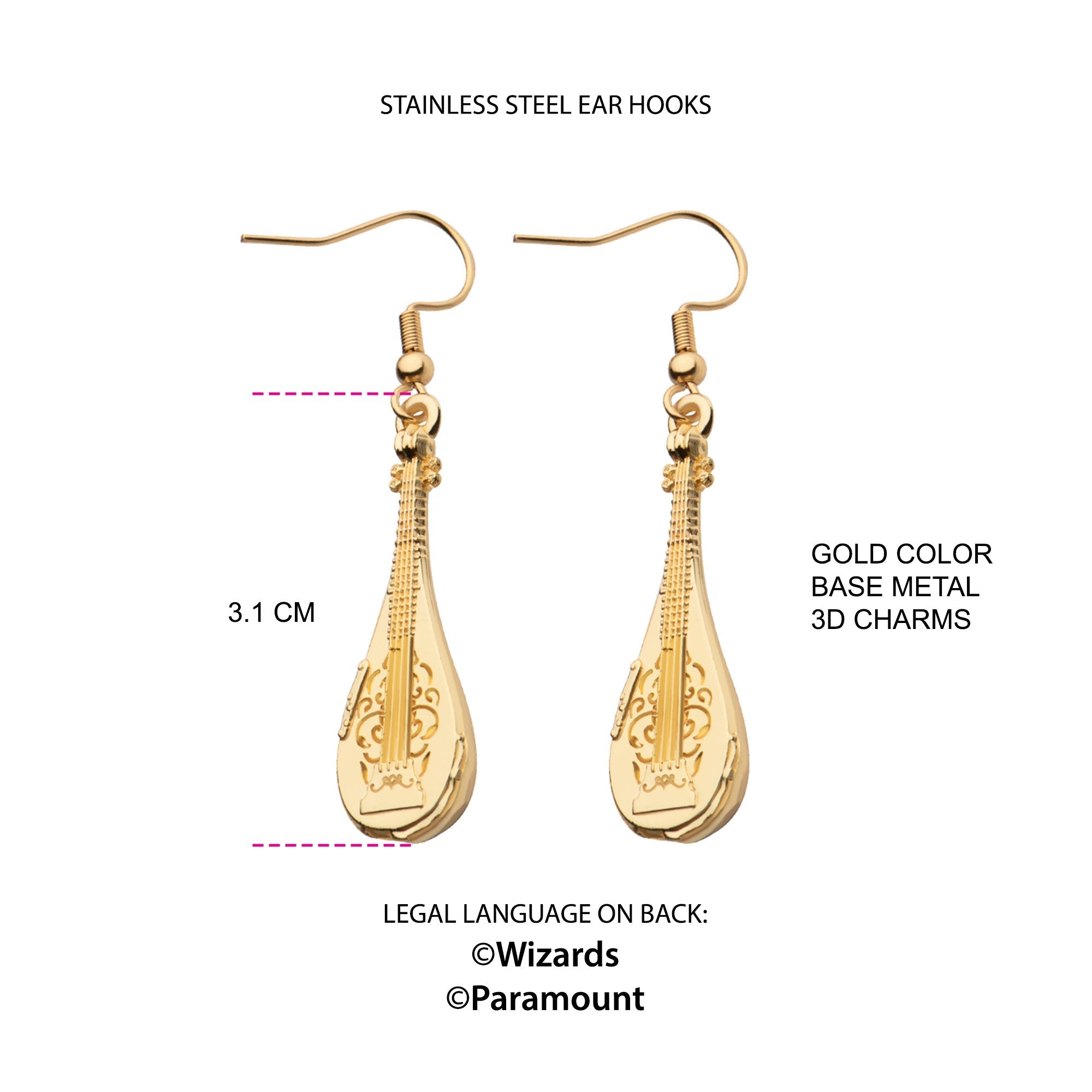 Dungeons & Dragons: Honor Among Thieves Lute 3D Drop Earrings - Jewelry Brands Shop