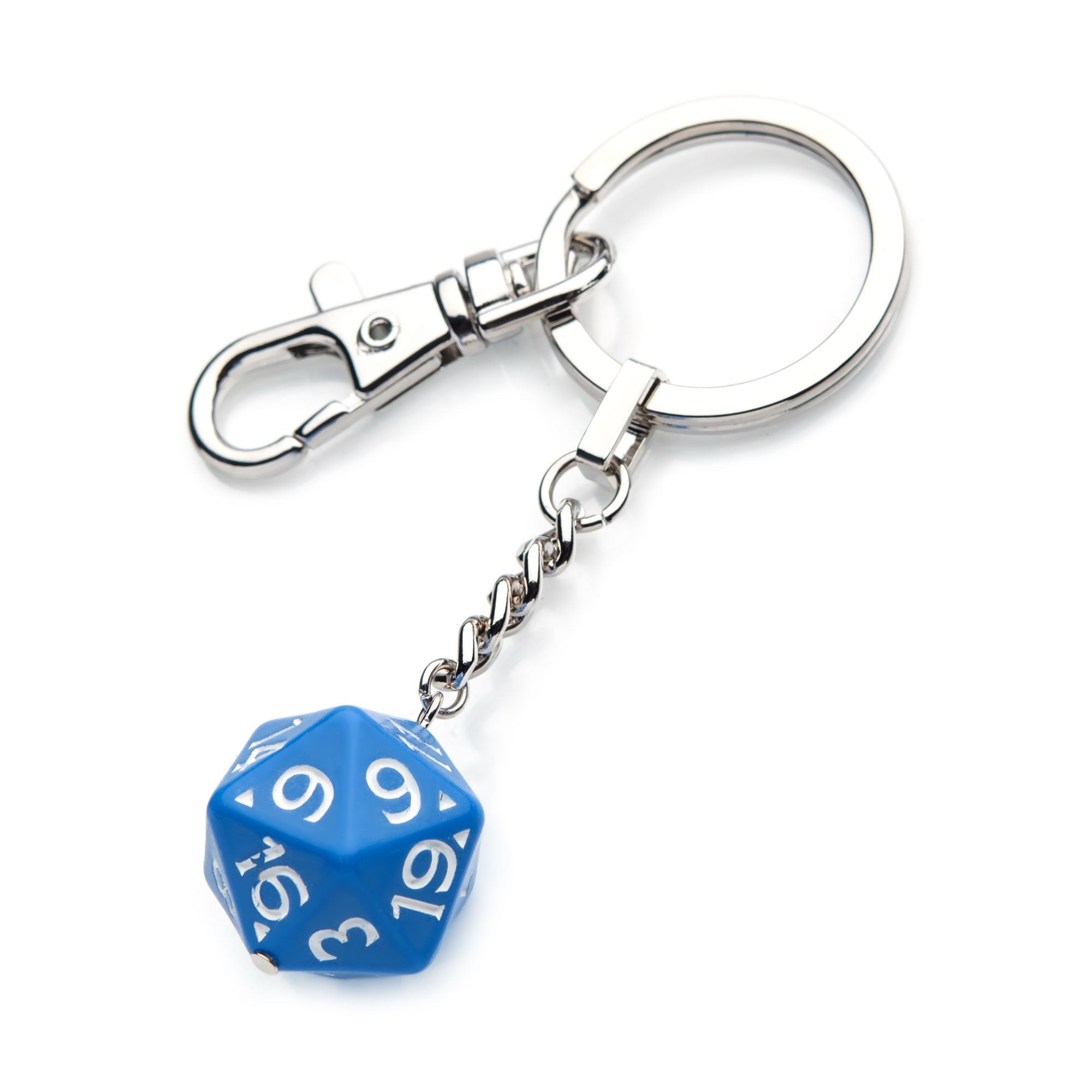 Dungeons & Dragons Stainless Steel Blue Dice Keychain - Jewelry Brands Shop