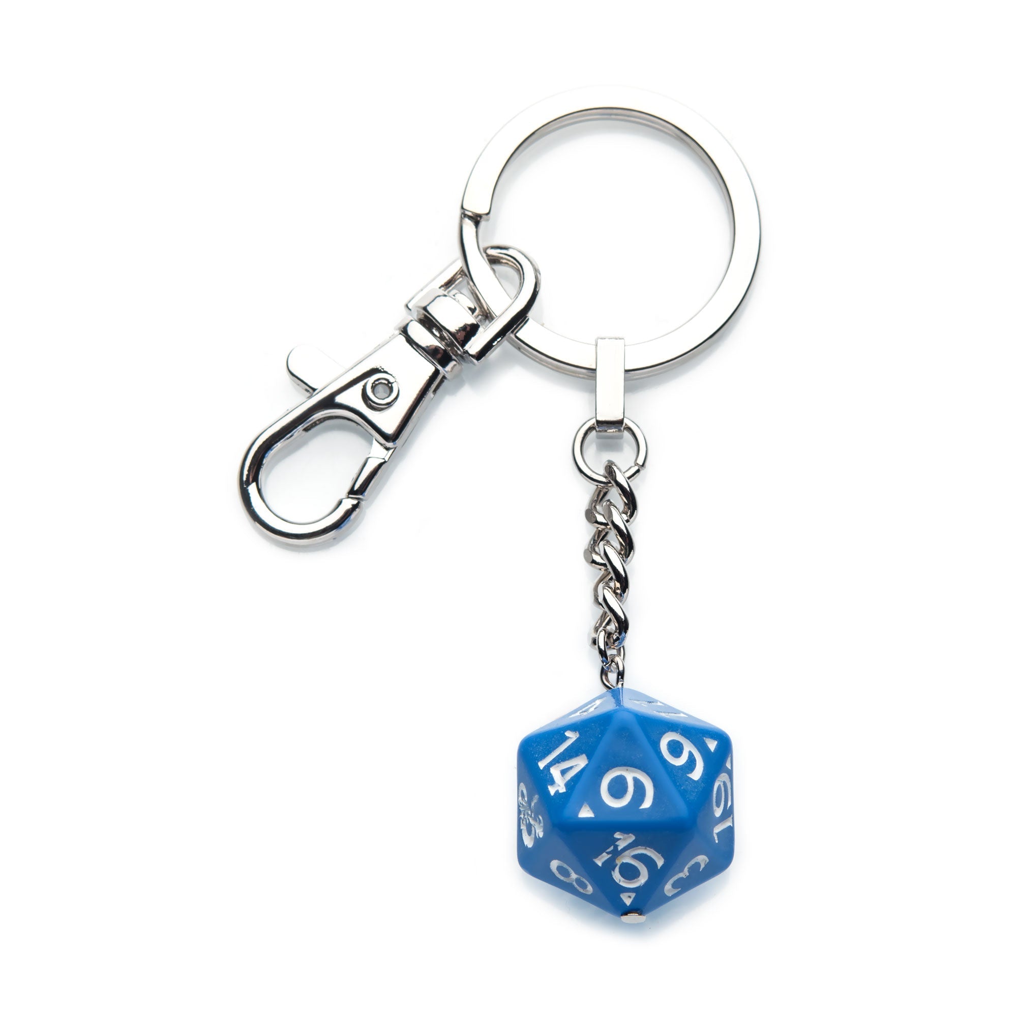 Dungeons & Dragons Stainless Steel Blue Dice Keychain - Jewelry Brands Shop