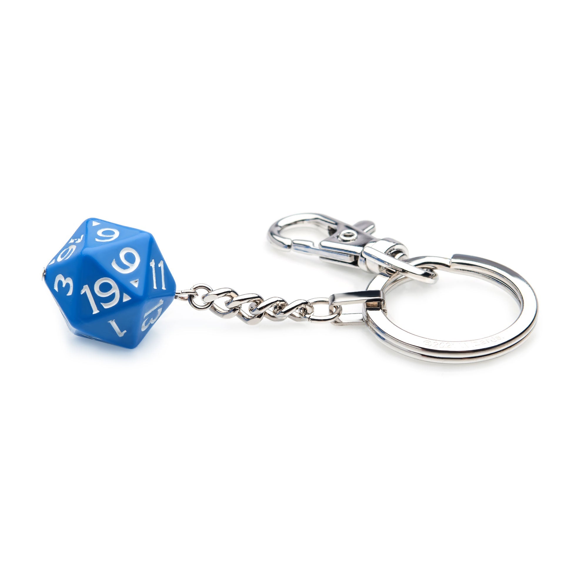 Dungeons & Dragons Stainless Steel Blue Dice Keychain - Jewelry Brands Shop