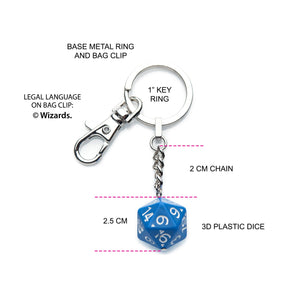 Dungeons & Dragons Stainless Steel Blue Dice Keychain - Jewelry Brands Shop