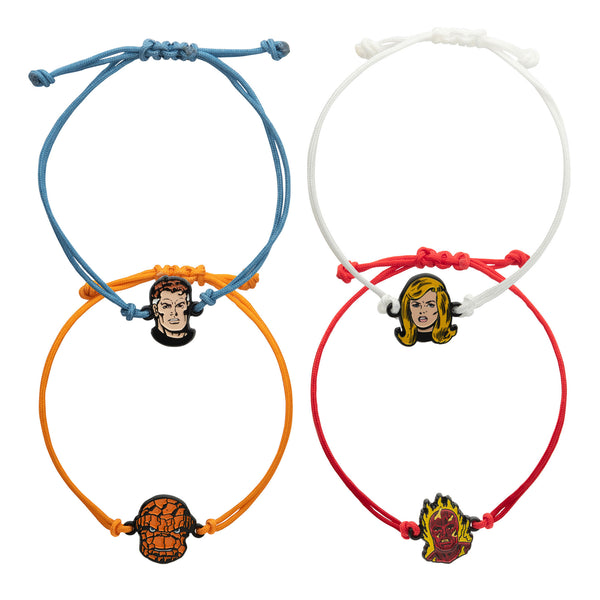 Marvel The Fantastic Four Classic Enamel Charm Cord Bracelet Set (4pcs)