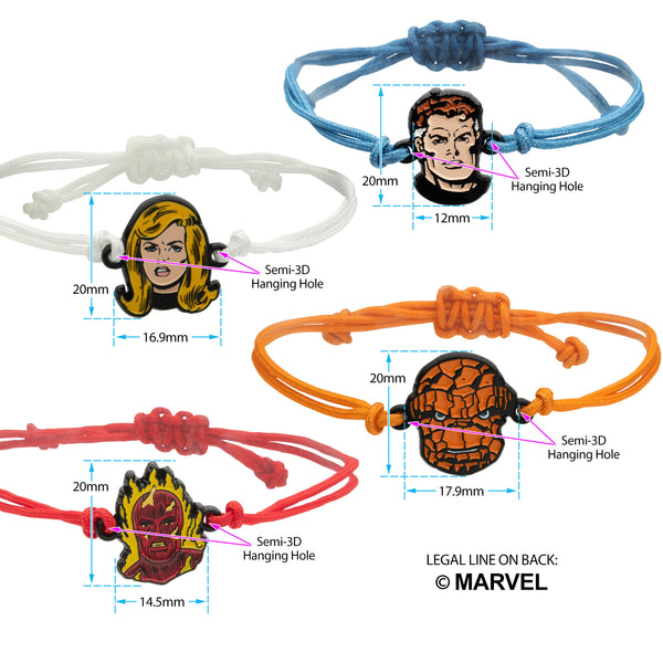 Marvel The Fantastic Four Classic Enamel Charm Cord Bracelet Set (4pcs)