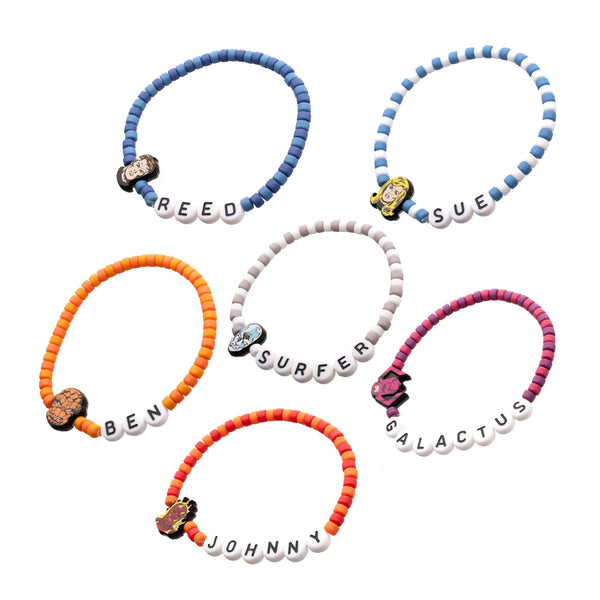 Marvel Fantastic Four 6pcs Bead Bracelet Set with Enamel Charms