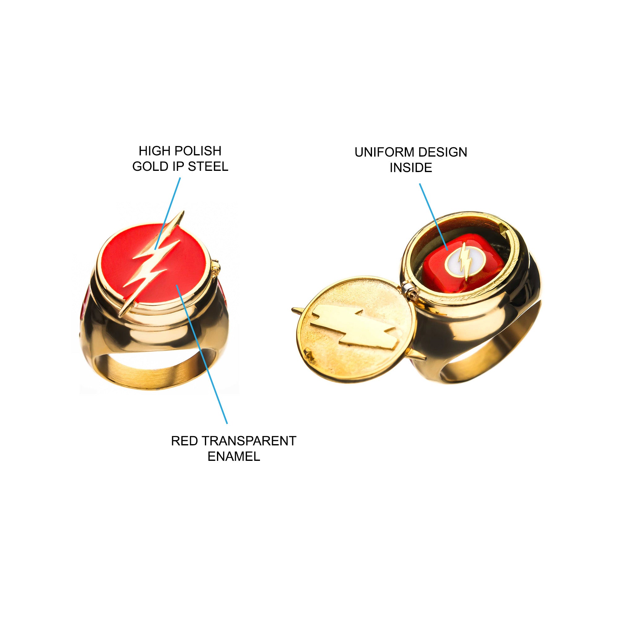 DC Comics Flash Ring with Costume Flip Lid Ring