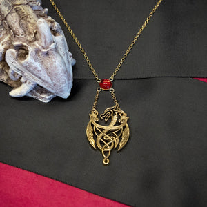 Game Of Thrones: House Of The Dragon 3 Dragon Pendant With Gem Necklace - Jewelry Brands Shop