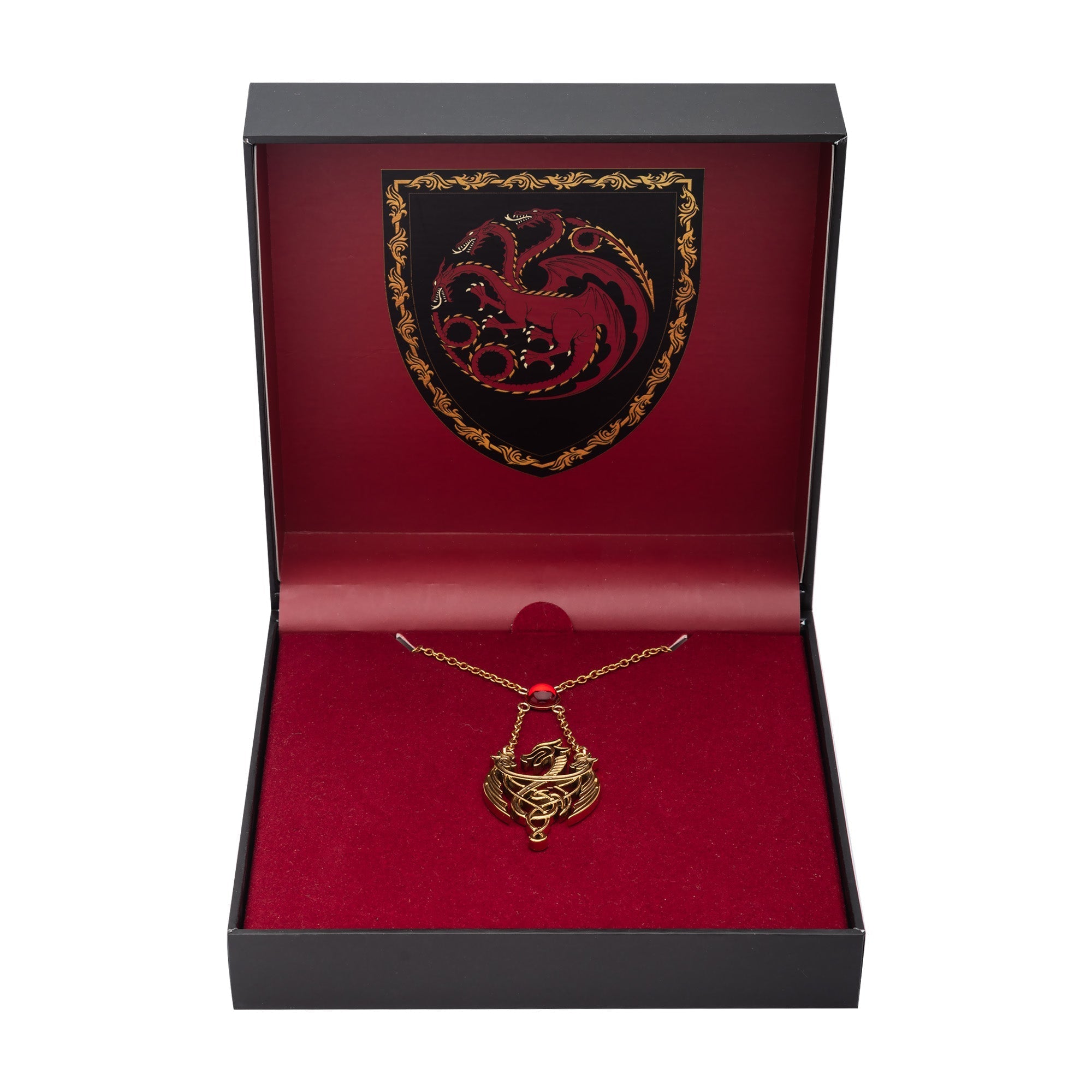 Game Of Thrones: House Of The Dragon 3 Dragon Pendant With Gem Necklace - Jewelry Brands Shop