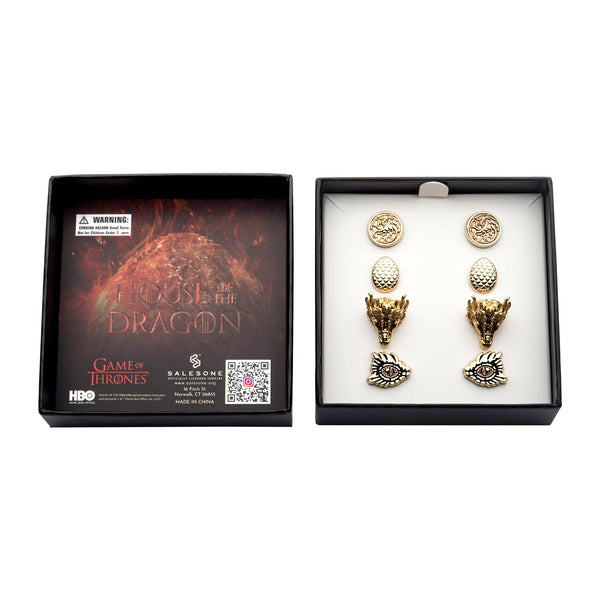 Game Of Thrones: House of the Dragon Gold Base Metal with Steel post Studs S0et (4pairs)