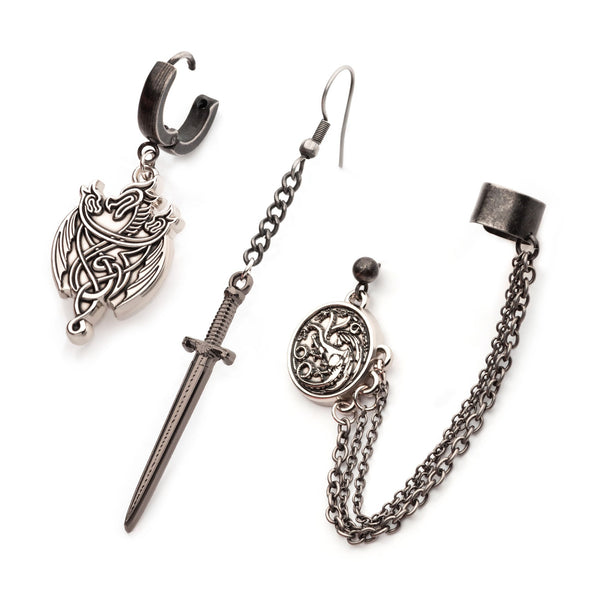 Game Of Thrones: House Of The Dragon Targaryen Dragon Mismatched Earrings Set